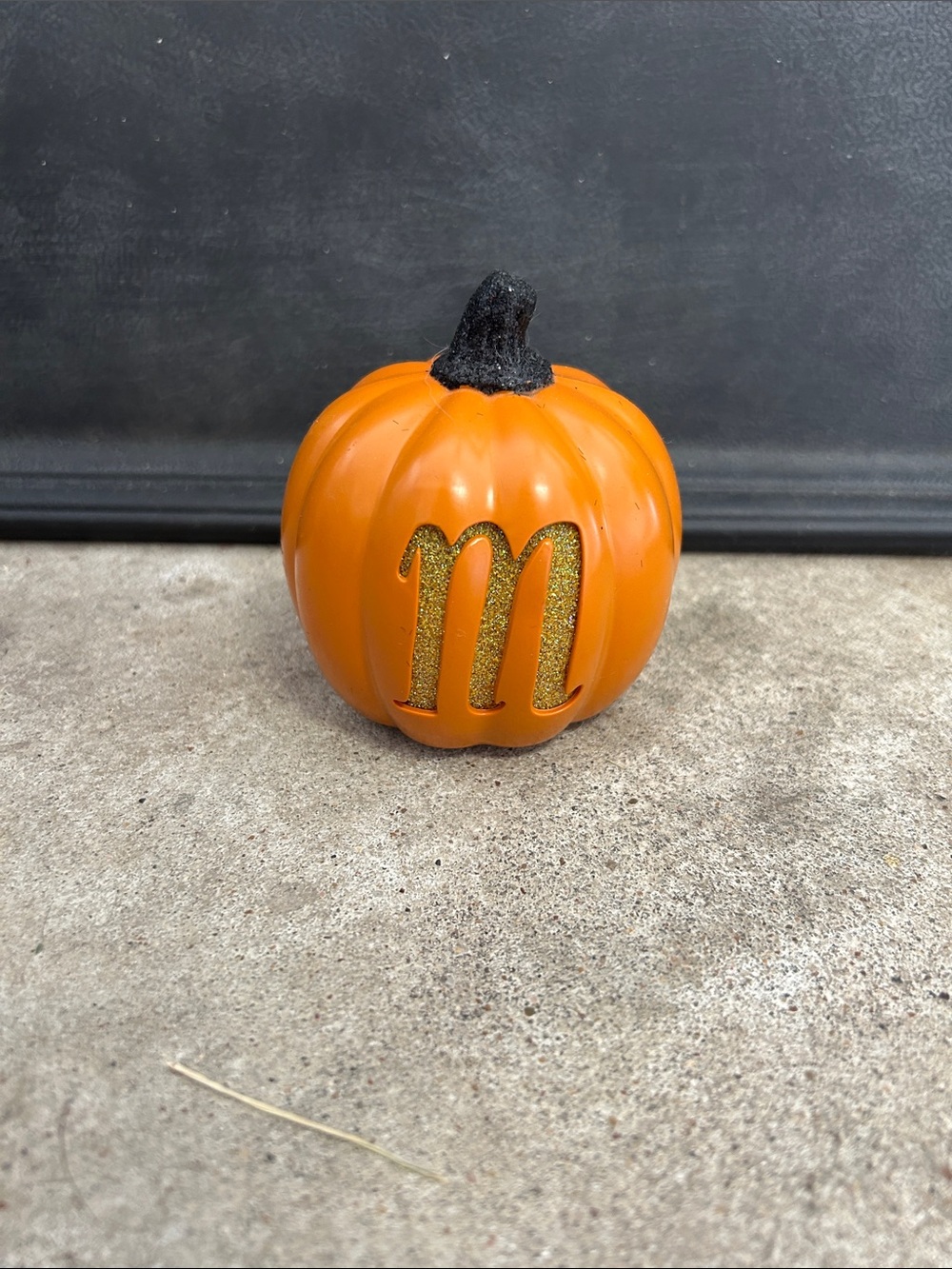 Orange Mini Decorative Pumpkin with Gold Glitter 'm'